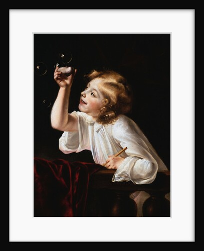 A Young Boy Blowing Bubbles Cesar van Everdingen by Anonymous