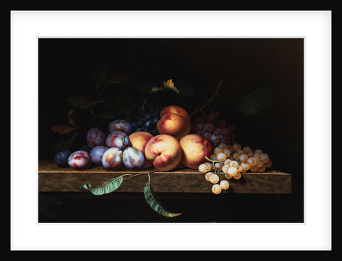Peaches, Plums and Grapes on a Stone Ledge by Paul Liegois