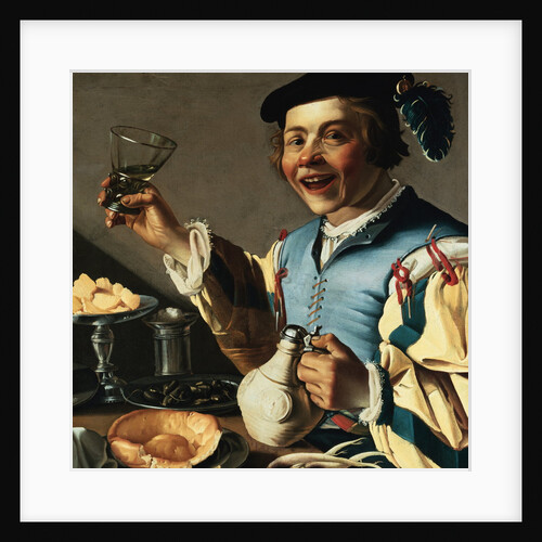 A Laughing Boy Holding a Jug and a Glass of Wine by Christiaan van Couwenbergh