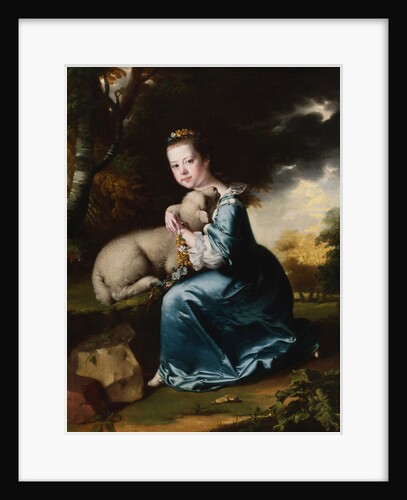 Portrait of Miss Frances Warren, Kneeling Full-Length in a Wooded Park by Joseph Wright of Derby
