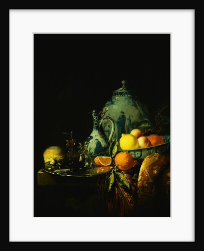 Chestnuts, Glasses, a Knife and an Orange Slice on a Silver Plate by Juriaen van Streeck