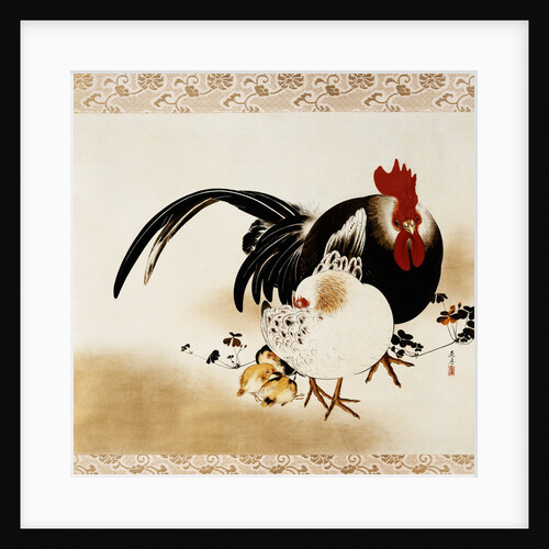 Cockerel, Hen and Chicks by Shibata Zeshin