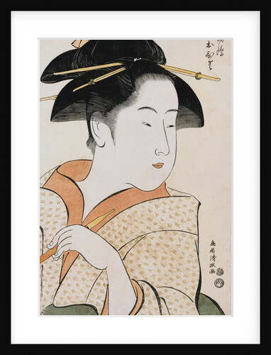Bust Portrait of Ohisa of the Takashimaya Holding a Tobacco Pipe by Kiyomasa
