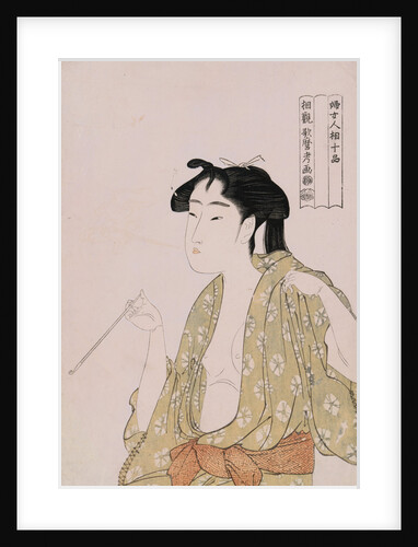 A Half-Length Portrait of a Woman Smoking by Utamaro