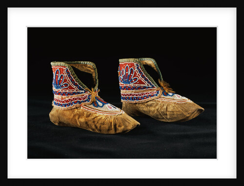 Micmac Beaded Hide Moccasins by Anonymous