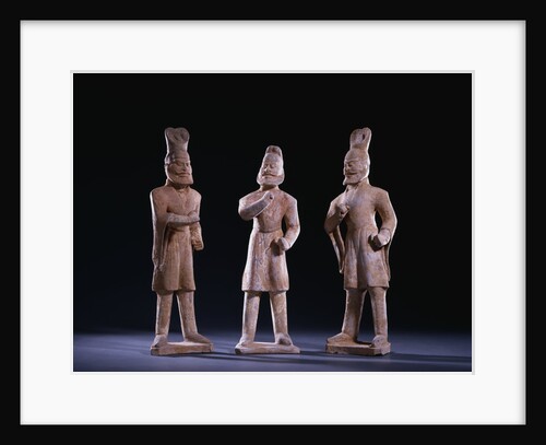 Three Unusual Painted Gray Pottery Figures of Foreigners, Tang Dynasty by Anonymous