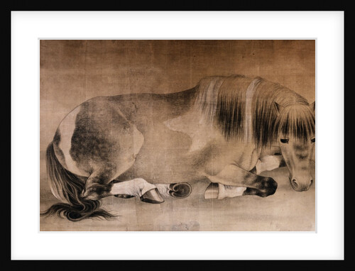 Melancholy Horse Qing Dynasty Scroll Painting by Anonymous