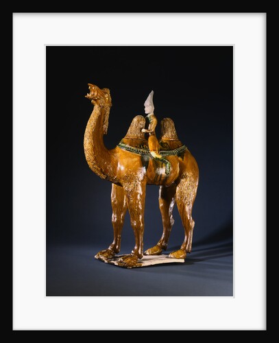 A Magnificent Large Standing Sancai- Glazed Buff Pottery Bactrian Camel and Rider by Anonymous