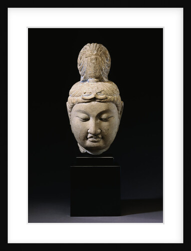 A Gray Stone Head of a Bodhisattva. Tang Dynasty by Anonymous