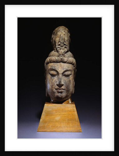 A Large Mottled Grayish Stone Head of a Bodhisattva. Tang Dynasty by Anonymous