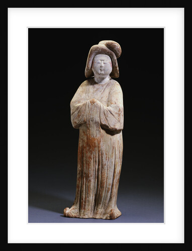 Large Painted Red Pottery Figure of a Court Lady. Tang Dynasty by Anonymous