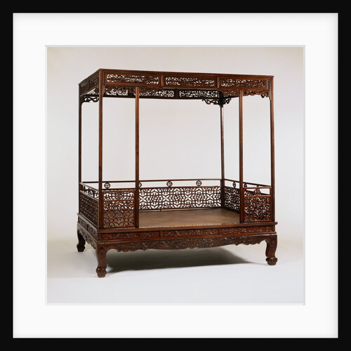 A Huanghuali Six-Poster Canopy Bed with Latticework Railings, Jiazichuang. 17th Century by Anonymous