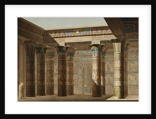 Illustration of a Hypostyle Hall with Egyptian Hieroglyphics by Anonymous