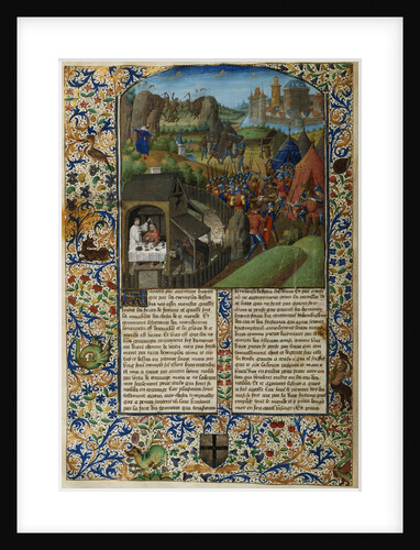 Illuminated Manuscript Page with Saul and the Battle of Mount Gilboa by Anonymous