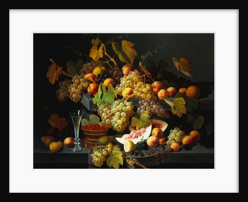 Still Life with Fruit and a Glass of Champagne by Severin Roesen