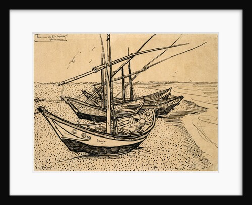 Fishing Boats on the Beach at Saintes-Maries-de-la-Mer by Vincent Van Gogh