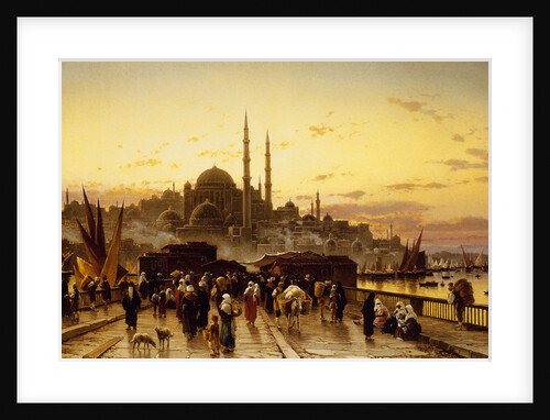 Dusk on the Galata Bridge and theYeni Valide Djami, Constantinople by Hermann David Soloman