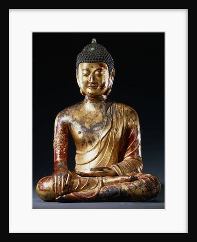A Documentary Red, Lacquered Gilt, Bronze, Seated Figure of Vairocana Buddha from Yunnan Province by Anonymous