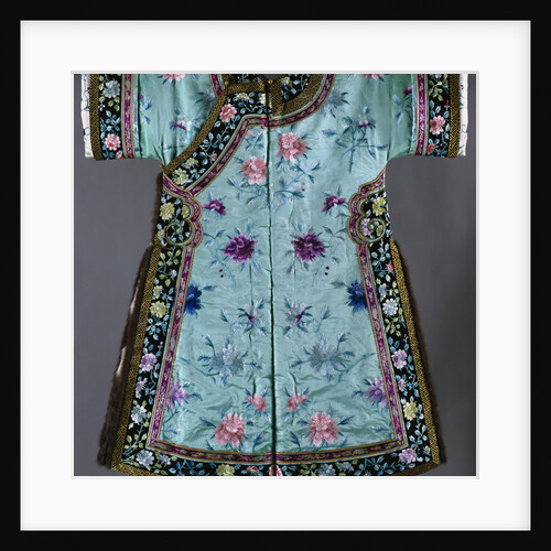 A Fur-Lined, Embroidered, Turquoise, Ground Silk Lady's Robe by Anonymous
