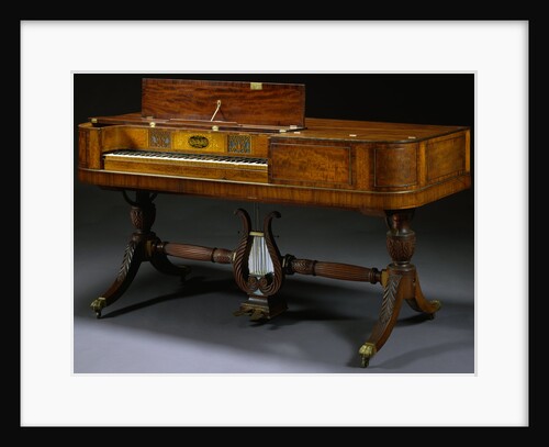 Classical Inlaid Mahogany and Brass, Inlaid Pianoforte by Gibson and Davis by Anonymous
