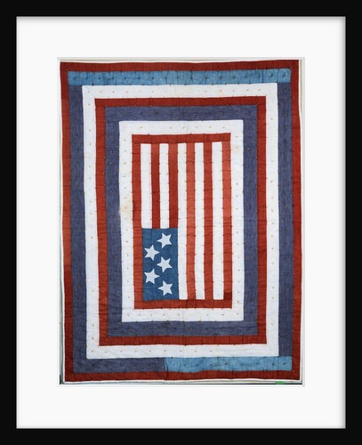 A Pieced Cotton Coverlet with American Flag Design by Anonymous