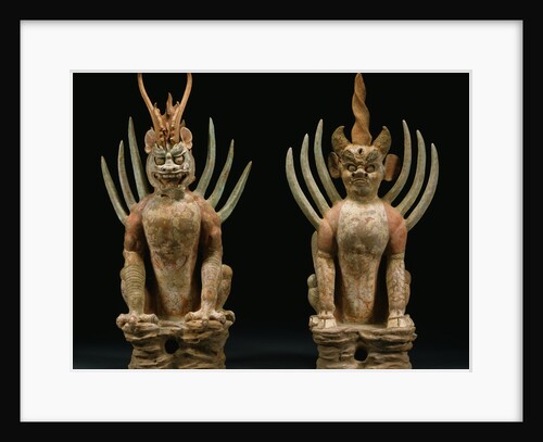 Pair of Red Pottery Figures of Earth Spirits from the Tang Dynasty by Anonymous