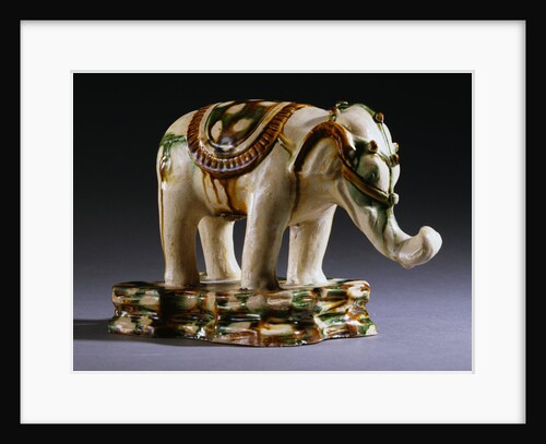 Sancai-Glazed Buff Pottery Figure of an Elephant from the Tang Dynasty by Anonymous