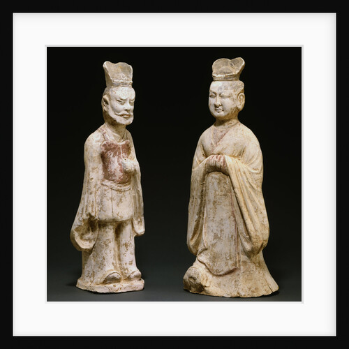 Two Painted Red Pottery Standing Figures from the Tang Dynasty by Anonymous