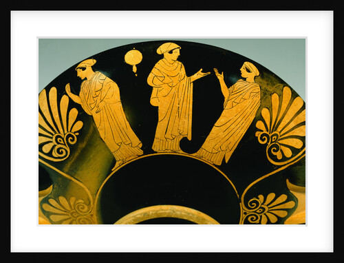 Detail of An Attic Red-Figure Kylix Showing Three Standing Figures in Debate, with Palmettes Attributed to the Akestorides Painter, Circa 470 B.C. by Anonymous
