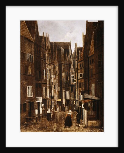 A Cobbled Street in a Dutch Town with Townsfolk Conversing by Jacobus Vrel