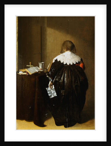Painting of a Woman Seen From Behind and Holding a Letter by Pieter Codde