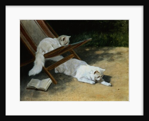 Painting of Two White Persian Cats With a Ladybug by Arthur Heyer