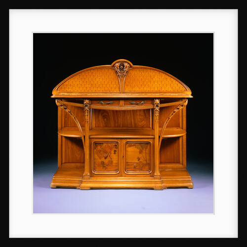 Carved Mahogany, Oak and Marquetry Server by Louis Majorelle