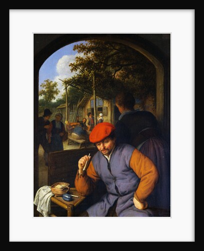 Painting of Peasants in the Courtyard of a Country Tavern by Adriaen Jansz van Ostade