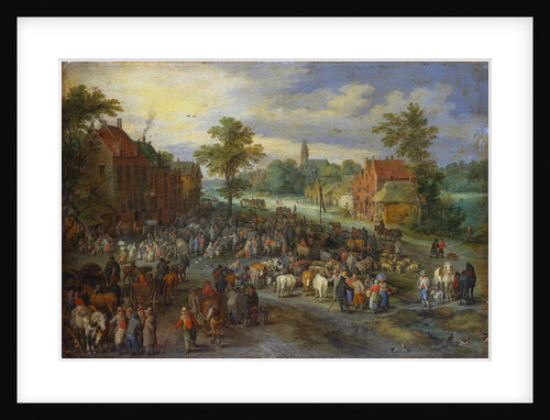 Painting of a Village Market by Jan Brueghel the Elder