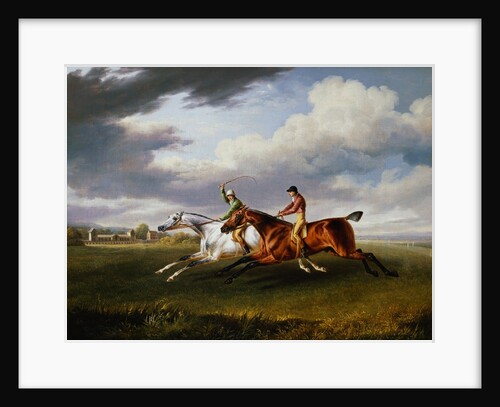 Two Racehorses With Jockeys Up Exercising in a Landscape by Charles Towne