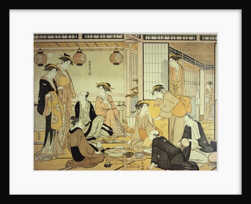 Young Men Entertained by Courtesans on a Veranda in Shinagawa by Torii Kiyonaga