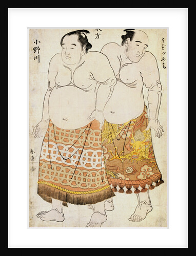 Full-Length Portraits of Wrestlers from the Eastern Group, Uzugafuchi on the Right and Onogawa on the Left by Shunsho