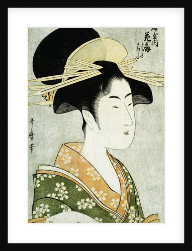 Portrait of the Courtesan Hanaogi of the Ogiya, Wearing an Over-Kimono by Utamaro
