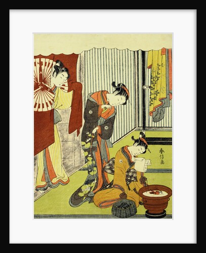 A Courtesan Looking at Her Shinzo Who is Reading a Love Letter by Harunobu