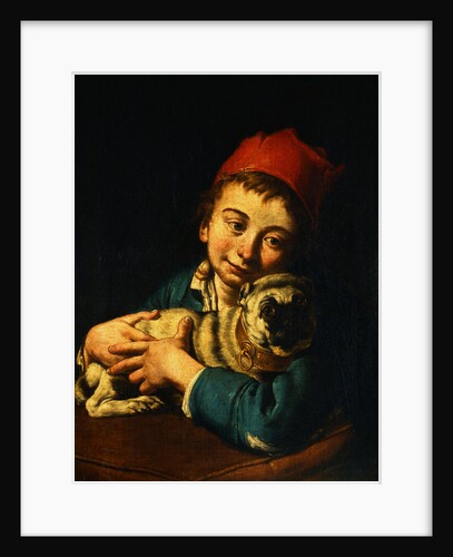 A Boy Holding a Pug by Giacomo Antonio Ceruti