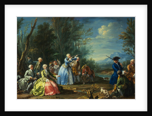 Two Court Ladies out Shooting with Their Retinue Attributed to Jacopo Amigoni by Anonymous