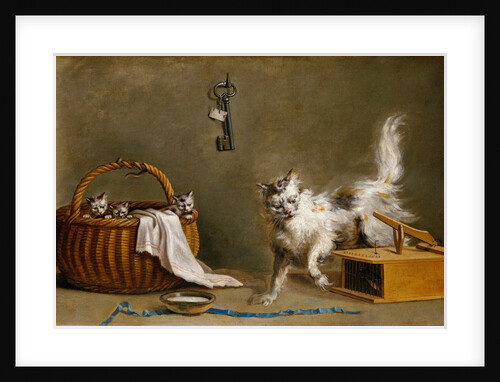 A Mouse Trap with a Cat and Kittens in a Basket by Jean Jacques Bachelier