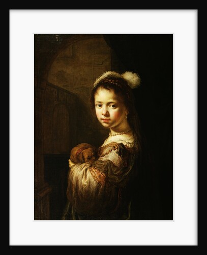 Girl Holding a Sleeping Puppy by Govaert Flinck