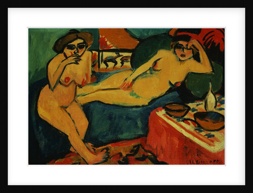 Two Nudes on a Blue Sofa by Ernst Ludwig Kirchner