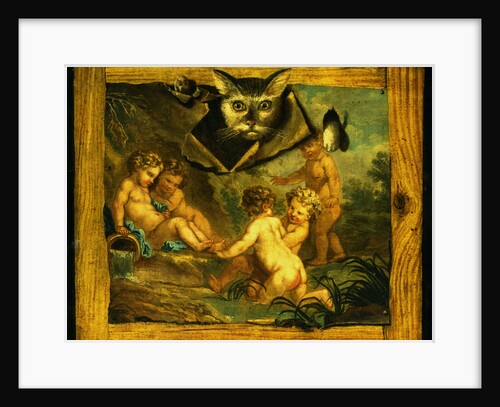 Trompe l'Oeil of a Cat Bursting Through a Painting by Circle of Jean Jacques Bachelier