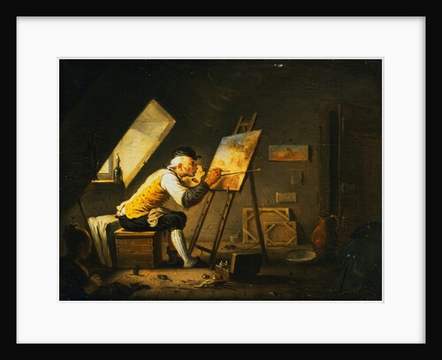 Painter Painting in a Garret Studio by Alexandre Joseph Desenne