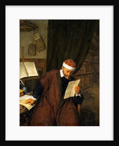A Lawyer Seated at a Desk Reading a Letter by Adriaen van Ostade