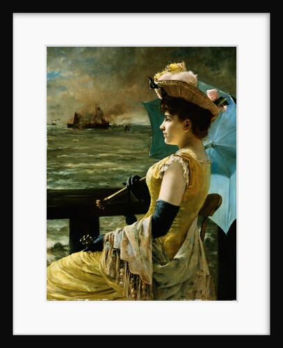 A Lady with a Parasol Looking Out to Sea by Alfred Stevens