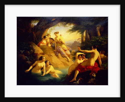 Diana and Her Nymphs by a Woodland Stream by Emil Jacobs
